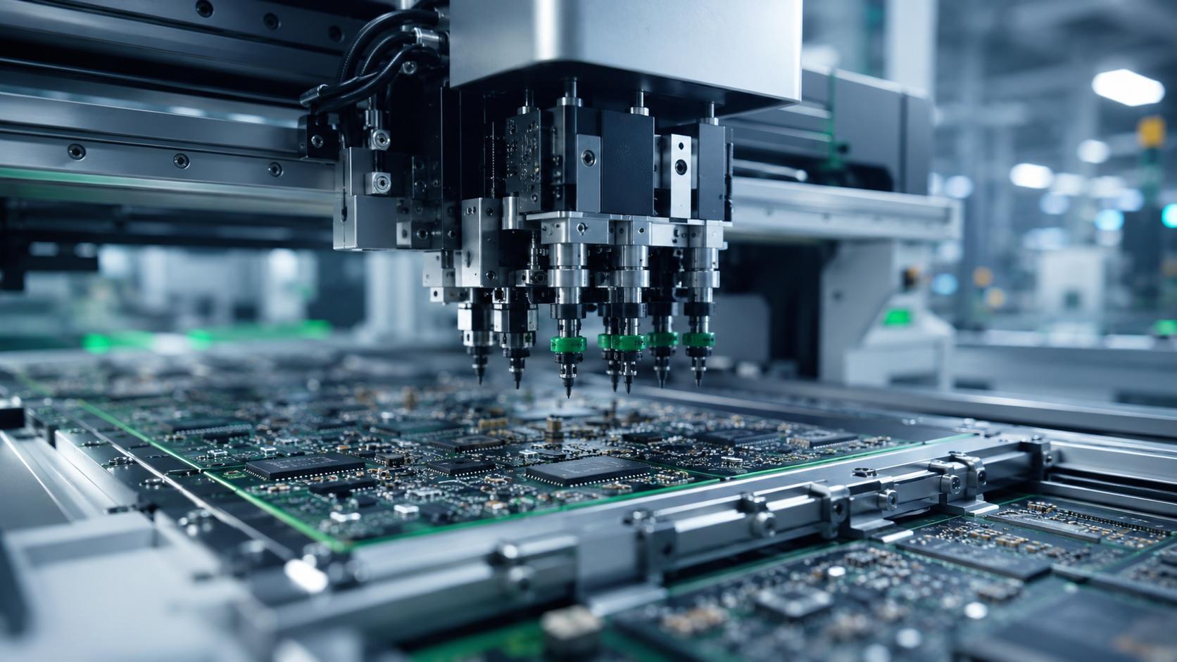 Automatisierte SMD-Bestückung einer Leiterplatte in der Elektronikfertigung